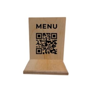 Ξύλινο Stand με QR code